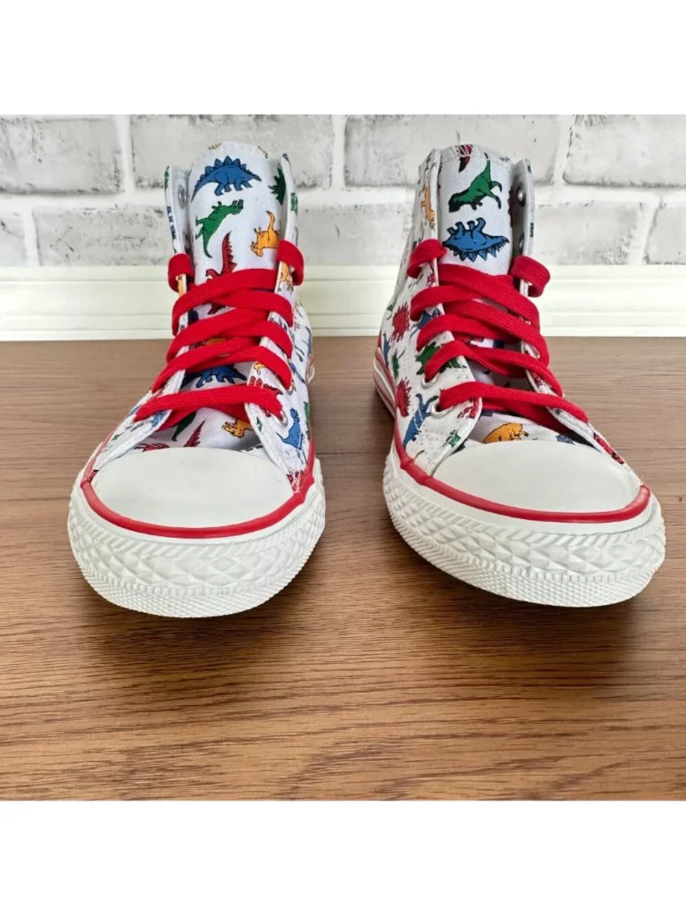 CONVERSE ALL STAR CTAS HI Dinosaur 2 Kids Shoes Canvas White Red Sneaker 663636C